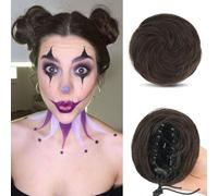 Sofeiyan 2pcs Chignon Postiche Cheveux Postiche de Cheval Bouclés Ondulés Mini Chouchous Oreilles de Chat Cheveux avec Griffes Naturel Synthétique Espace Chignon de Cheveux Accessoires pour Femme