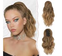 Sofeiyan Court Ondulée Extension de Queue De Cheval Pince 35cm Queue de Cheval Extension Synthétiques Postiche Pince à Griffe Bouclés Cheveux Queue De Cheval d'Aspect Naturel pour Femme,Brun