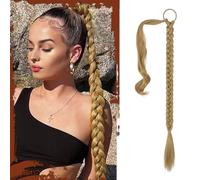 Sofeiyan Extension de Queue de Cheval Tressée avec Attache Cheveux, 66cm Longue Tresse Queue de Cheval Extensions de Cheveux Droites et Enveloppantes Postiches Synthétiques pour Femmes