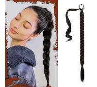 Sofeiyan Extension de Queue de Cheval Tressée avec Attache Cheveux, 66cm Longue Tresse Queue de Cheval Extensions de Cheveux Droites et Enveloppantes Postiches Synthétiques pour Femmes