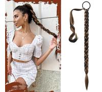Sofeiyan Extension de Queue de Cheval Tressée avec Attache Cheveux, 76cm Longue Tresse Queue de Cheval Extensions de Cheveux Droites et Enveloppantes Postiches Synthétiques pour Femmes
