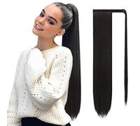 Sofeiyan Postiche Queue de Cheval Extension Naturel Ponytail Extensions Longue Droit Wrap Around Extension de Cheveux a Clip pour Femme Fille 70 cm-Brun le plus foncé tendant vers le noir