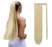 Sofeiyan Postiche Queue de Cheval Extension Naturel Ponytail Extensions Longue Droit Wrap Around Extension de Cheveux a Clip pour Femme Fille 65 cm-Blond décoloré