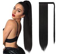 Sofeiyan Postiche Queue de Cheval Extension Naturel Ponytail Extensions Longue Droit Wrap Around Extension de Cheveux a Clip pour Femme Fille 65 cm-Noir de jais