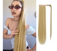 Sofeiyan Postiche Queue de Cheval Extension Naturel Ponytail Extensions Longue Droit Wrap Around Extension de Cheveux a Clip pour Femme Fille 65 cm-Blond cendré et blond décoloré