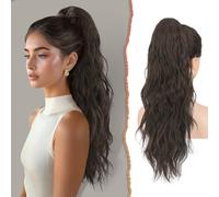 Sofeiyan Queue de Cheval Longue et Ondulée avec Pince, Extension de Cheveux avec Ponytail Naturel Synthétique Postiche pour Femme,66cm Brun Moyen