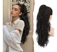 Sofeiyan Queue de Cheval Longue et Ondulée avec Pince, Extension de Cheveux avec Ponytail Naturel Synthétique Postiche pour Femme,66cm Marron Noir