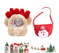 Sofenthiss Adorable Christmas Tree Pom-Pom Hat, Christmas Tree Hat for Pets, Adjustable to Fit Dogs and Cats, Fun and Soft Pet Accessories (BR,Small)