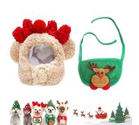 Sofenthiss Adorable Christmas Tree Pom-Pom Hat, Christmas Tree Hat for Pets, Adjustable to Fit Dogs and Cats, Fun and Soft Pet Accessories (BG,Small)