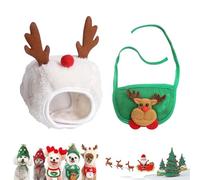 Sofenthiss Adorable Christmas Tree Pom-Pom Hat, Christmas Tree Hat for Pets, Adjustable to Fit Dogs and Cats, Fun and Soft Pet Accessories (WG,Medium)
