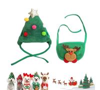 Sofenthiss Adorable Christmas Tree Pom-Pom Hat, Christmas Tree Hat for Pets, Adjustable to Fit Dogs and Cats, Fun and Soft Pet Accessories (G,Medium)