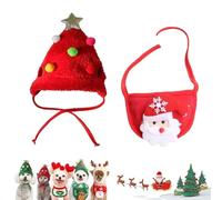 Sofenthiss Adorable Christmas Tree Pom-Pom Hat, Christmas Tree Hat for Pets, Adjustable to Fit Dogs and Cats, Fun and Soft Pet Accessories (R,Small)