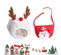 Sofenthiss Adorable Christmas Tree Pom-Pom Hat, Christmas Tree Hat for Pets, Adjustable to Fit Dogs and Cats, Fun and Soft Pet Accessories (WR,Medium)