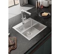 Sofetiy Evier Cuisine 1 Bac 45x45cm, Evier Inox avec Siphon et Trop-plein, Lavabo Cuisine sous Plan, Petit Cuve Simple pour Meubles Bas de 45 cm