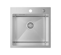 Sofetiy Évier de Cuisine, 45 x 45 cm, Rectangulaire, en Acier Inoxydable 304, avec Siphon, Lavabo de Cuisine, pour Armoires Inférieures à Partir de 45 cm de Large, 1 Evier Encastrable en Acier