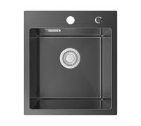 Sofetiy Évier de Cuisine, Noir, Anthracite, 40 x 45 cm, Rectangulaire, en Acier Inoxydable, pour Armoires Inférieures à Partir de 40 cm de Large, Petit Evier de Cuisine, avec Siphon, 1 Bac