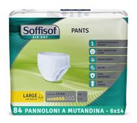 Soffisof Air Dry Pants Extra L - 84x Culotte Incontinence Femme et Homme - 6 Paquets de 14 Pièces Couche Adulte, Absorption 7 Gouttes - Couches Culotte Taille L (110-150 cm)