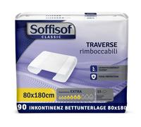 Soffisof Bed 80x180 Extra - 90x Alèse Jetable Adulte - 6 Paquets de 15 Protège Matelas Jetable Avec Ailes 80x180cm, Absorption jusqu'à 7 Gouttes
