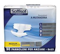 Soffisof Classic Couches Adultes Extra M - 90x Couche Adulte Incontinence - 6 Paquets de 15 Pièces Change Complet Adulte - Absorption 7 Gouttes - Taille M (80-110 cm)