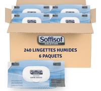 Soffisof Lingettes Hygiène Adulte XL - 240x Lingettes Nettoyantes Corps - Adultes, Personees Agées, Patients Alités - 240 Soffisof Extra Larges, 6 Paquets