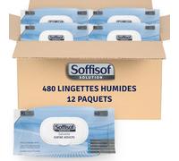 Soffisof Lingettes Hygiène Adulte XL - 480x Lingettes Nettoyantes Corps - Adultes, Personees Agées, Patients Alités - 480 Soffisof Extra Larges, 12 Paquets