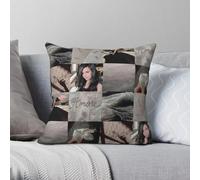 Sofia Carson Taie d'Oreiller Carré Polyester Lin Velours Imprimé Zip Décoratif Canapé Housse de Coussin