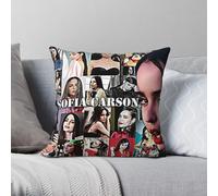 Sofia Carson Taie d'oreiller carrée en polyester et lin avec fermeture éclair Motif actrice