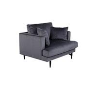 Fauteuil en Velours Sofia 104cm Gris Foncé Gris