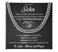 SOFIA FERRER Cadeau pour fils, chaîne garçon adolescent, cadeau jeune homme, collier pour mon fils avec inscription en allemand « Mum Papa », cadeau d'anniversaire, Noël, Medium, Acier inoxydable, Pas