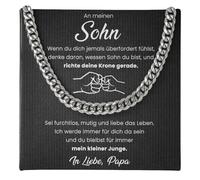SOFIA FERRER Cadeau pour fils, chaîne garçon adolescent, cadeau jeune homme, collier pour mon fils avec inscription en allemand « Mum Papa », cadeau d'anniversaire, Noël, Medium, Acier inoxydable, Pas