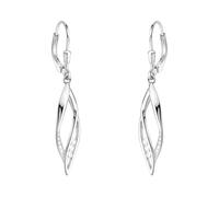 SOFIA MILANI - Boucles d'Oreilles pour Femme en Argent 925 - avec Pierre de Zircon - Boucle d'Oreille Pendantes en Forme de Plume - E0871