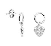 SOFIA MILANI - Boucles d'Oreilles pour Femme en Argent 925 - avec Pierre de Zircon - Boucle d'Oreille Pendantes en Forme de Cercle Cœur - E2016