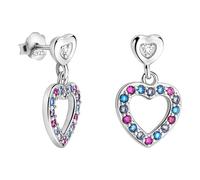 SOFIA MILANI - Boucles d'Oreilles pour Femme en Argent 925 - avec Pierre de Zircon - Boucle d'Oreille Pendantes en Forme de Cœur - E2512