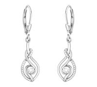 SOFIA MILANI - Boucles d'Oreilles pour Femme en Argent 925 - avec Pierre de Zircon - Boucle d'Oreille Pendante en Forme Ovale courbé - E3098