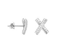 SOFIA MILANI - Boucles d'Oreilles pour Femme en Argent 925 - avec Pierre de Zircon - Clou d'Oreille en Forme X - E3096