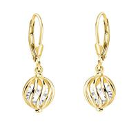 SOFIA MILANI - Boucles d'Oreilles pour Femme en Argent 925 - Plaqué Or - avec Pierre de Zircon - Boucle d'Oreille Pendantes en Forme de Boule de Zirconium - E2418