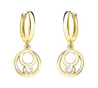 SOFIA MILANI - Boucles d'Oreilles pour Femme en Argent 925 - Plaqué Or - avec Pierre de Zircon - Boucle d'Oreille Pendantes en Forme e Double Cercle - E2173