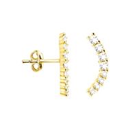 SOFIA MILANI - Boucles d'Oreilles pour Femme en Argent 925 - Plaqué Or - avec Pierre de Zircon - Clou d'Oreille en Forme de Courbe - E2526