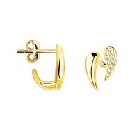 SOFIA MILANI - Boucles d'Oreilles pour Femme en Argent 925 - Plaqué Or - avec Pierre de Zircon - Clou d'Oreille en Forme d'Aile Ange - E2139