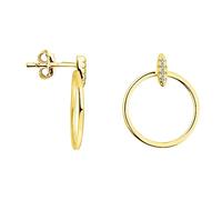 SOFIA MILANI - Boucles d'Oreilles pour Femme en Argent 925 - Plaqué Or - avec Pierre de Zircon - Clou d'Oreille en Forme de Cercle et Barre - E2023