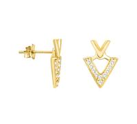 SOFIA MILANI - Boucles d'Oreilles pour Femme en Argent 925 - Plaqué Or - avec Pierre de Zircon - Clou d'Oreille en Forme de Triangle - E3069