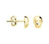 SOFIA MILANI - Boucles d'Oreilles pour Femme en Argent 925 - Plaqué Or - Clou d'Oreille en Forme de Tête de Mort - E2803