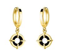 SOFIA MILANI - Boucles d'Oreilles pour Femme en Argent 925 - Plaqué Or - Créole en Forme de Cercle Noir - E2472