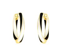 SOFIA MILANI - Boucles d'Oreilles pour Femme en Argent 925 - Plaqué Or - Créole en Forme Émail Noir et Blanc - E3002