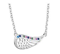Sofia Milani - Collier pour Femme en Argent 925 - avec Pierre de Zircon - avec Pendentif en Forme de Plume Aile Ange - N0750