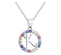 Sofia Milani - Collier pour Femme en Argent 925 - avec Pierres de Zircon Multicolores - avec Pendentif en Forme de Lettre K - N0524