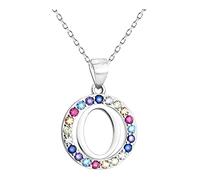 Sofia Milani - Collier pour Femme en Argent 925 - avec Pierres de Zircon Multicolores - avec Pendentif en Forme de Lettre O - N0528