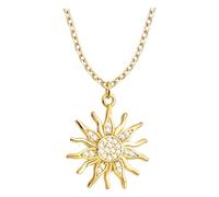 Sofia Milani - Collier pour Femme en Argent 925 - Plaqué Or - avec Pierre de Zircon - avec Pendentif en Forme du Soleil - N0872
