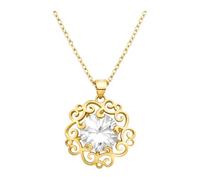 Sofia Milani - Collier pour Femme en Argent 925 - Plaqué Or - avec Pierre de Zircon - avec Pendentif en Forme de Fleur Ornement - N0645
