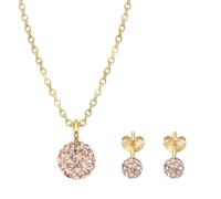 Sofia Milani - Lot de 2 colliers et boucles d'oreilles pour femme en argent 925 - Plaqué or / doré - Avec pierres de zircone - Motif boule disco - Collection BeYou